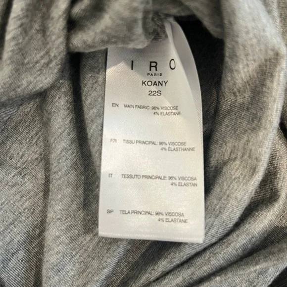 IRO Paris Koany Mini Plunge Neck Grey Stretch Women’s Size XS - Picture 7 of 8
